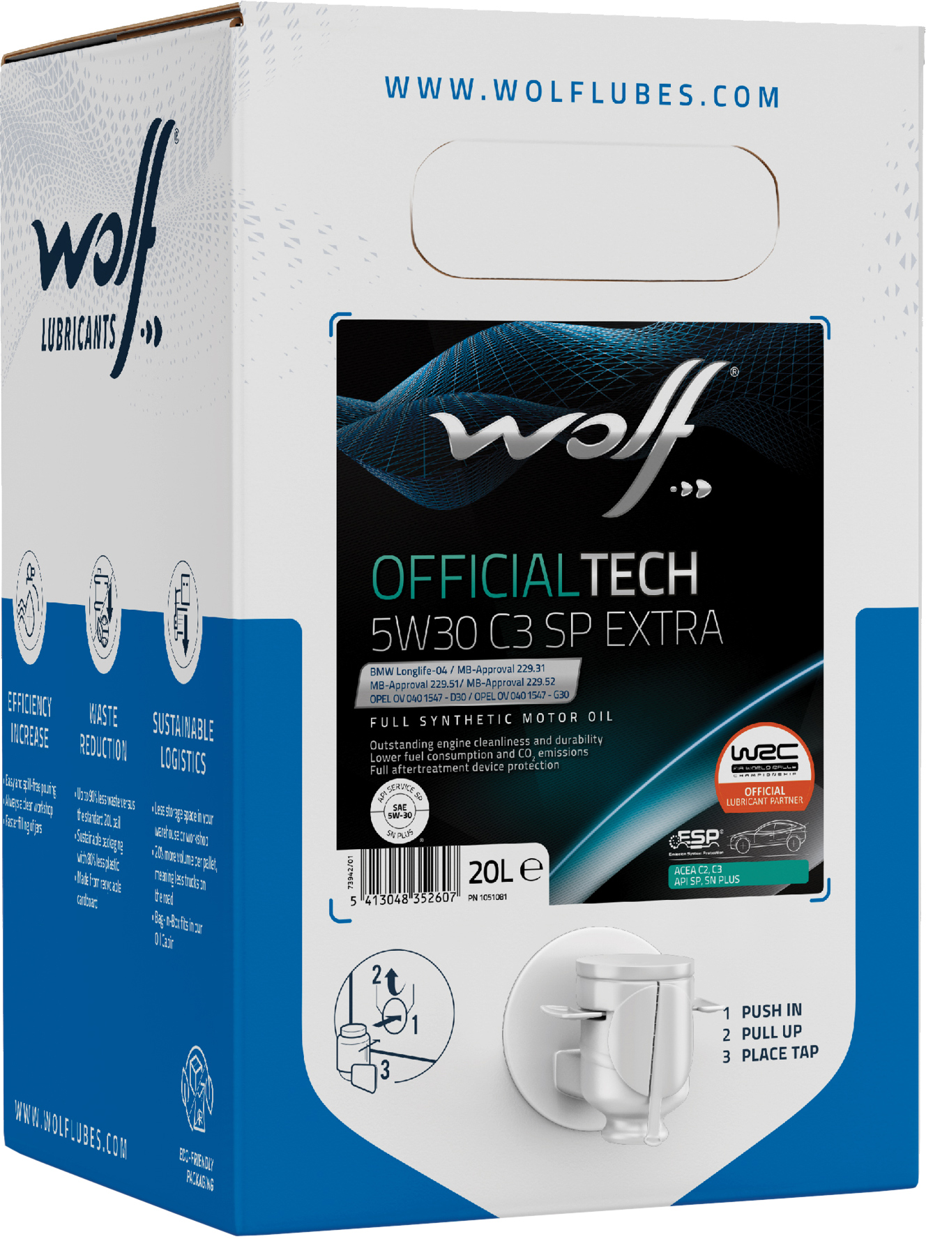 Олива моторна WOLF OfficialTech 5W-30 C3 SP Extra BIB 20 л (1051081)